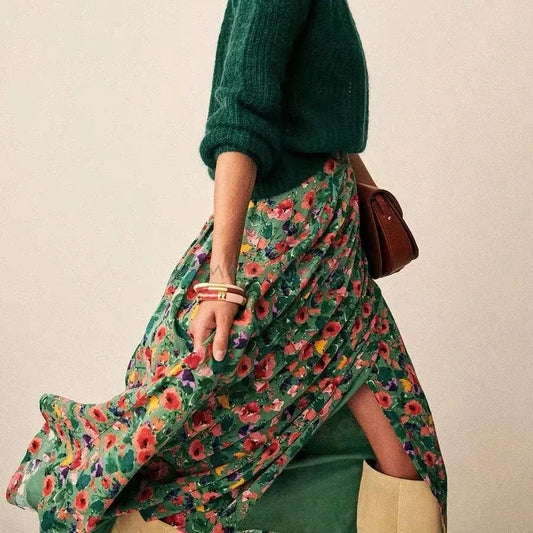 England Vintage Floral Print Skirt