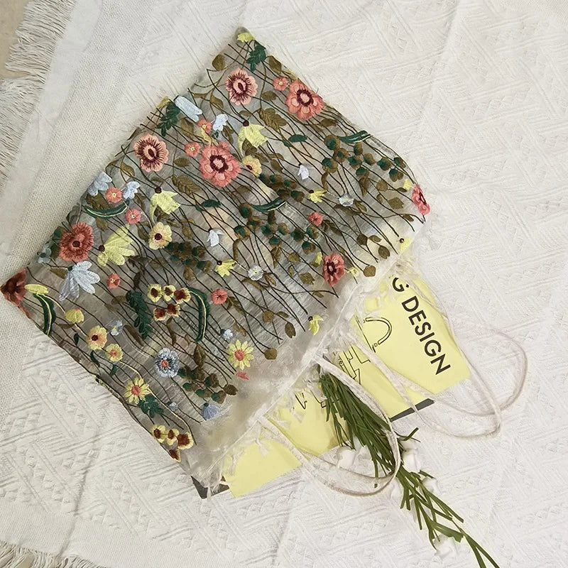 Embroidered Lace Flower Shoulder Bag