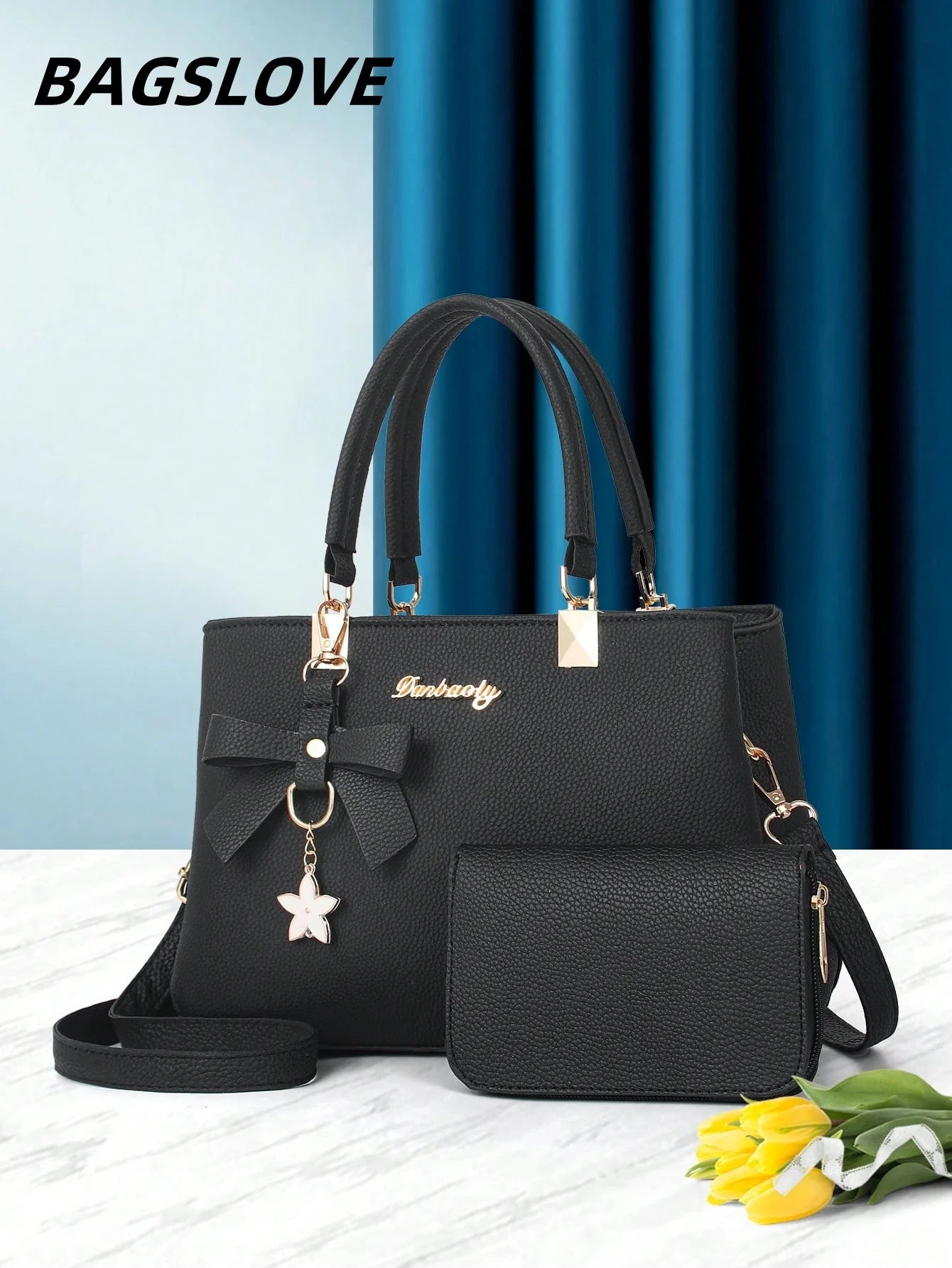 2-piece women's solid color handbag