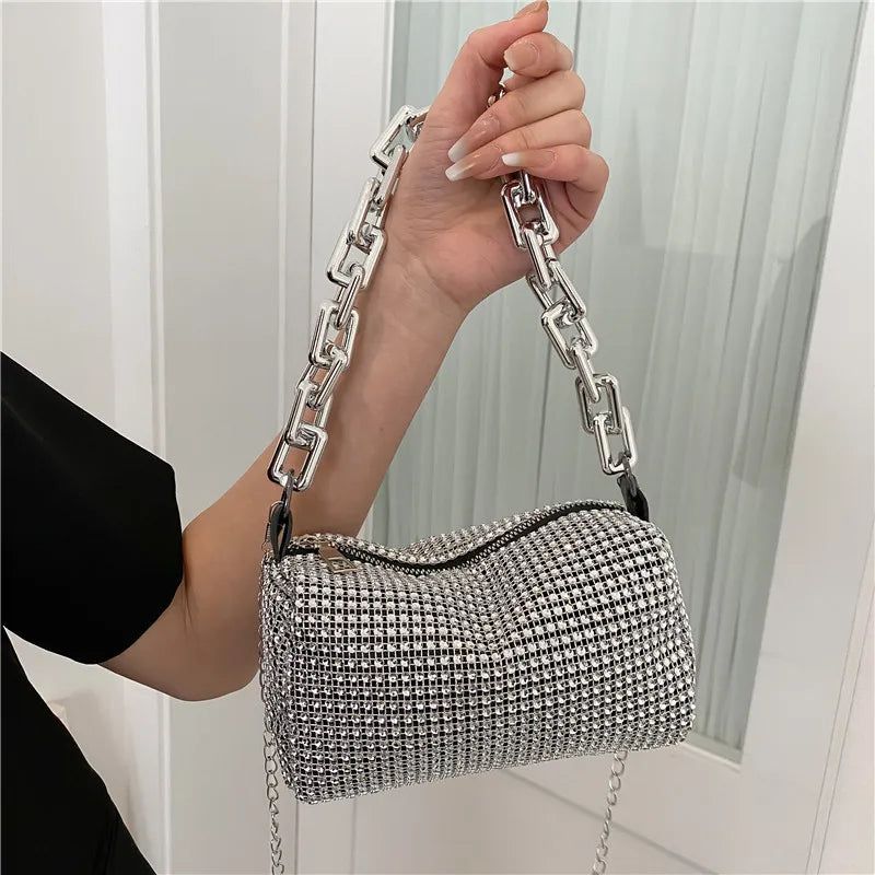 Allover Rhinestone Bucket Bag