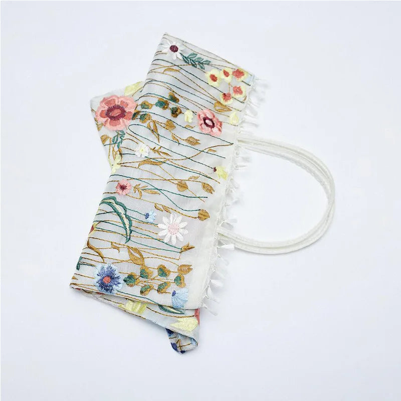 Embroidered Lace Flower Shoulder Bag