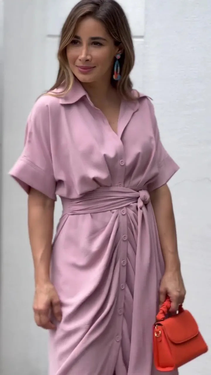 Bohemian White Turn-down Collar Solid Dress Long Kaftan Tunic Women Clothes 2025 Spring/Autumn Beach Wear Maxi Vestidos A1946