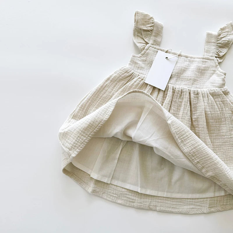 Girls White Dress With Lines