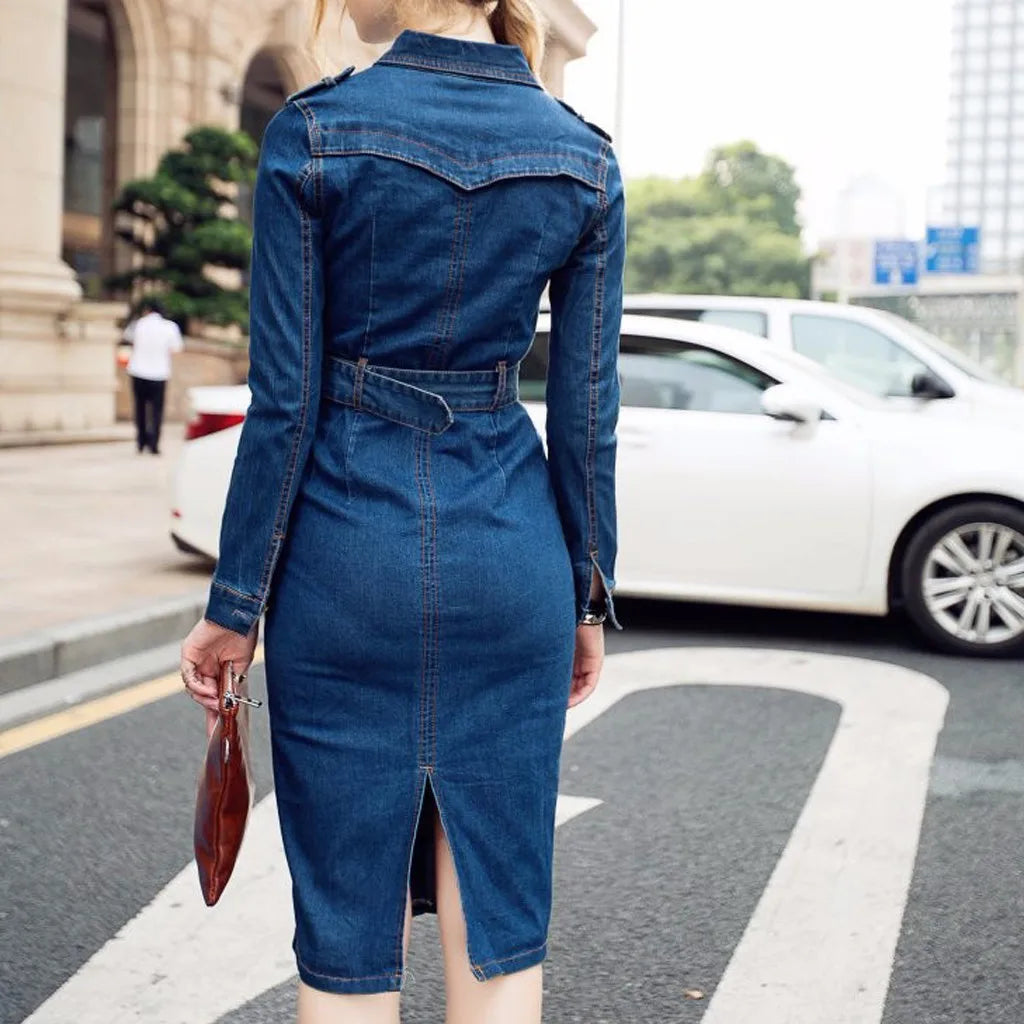 Summer Long Sleeve Denim Dress