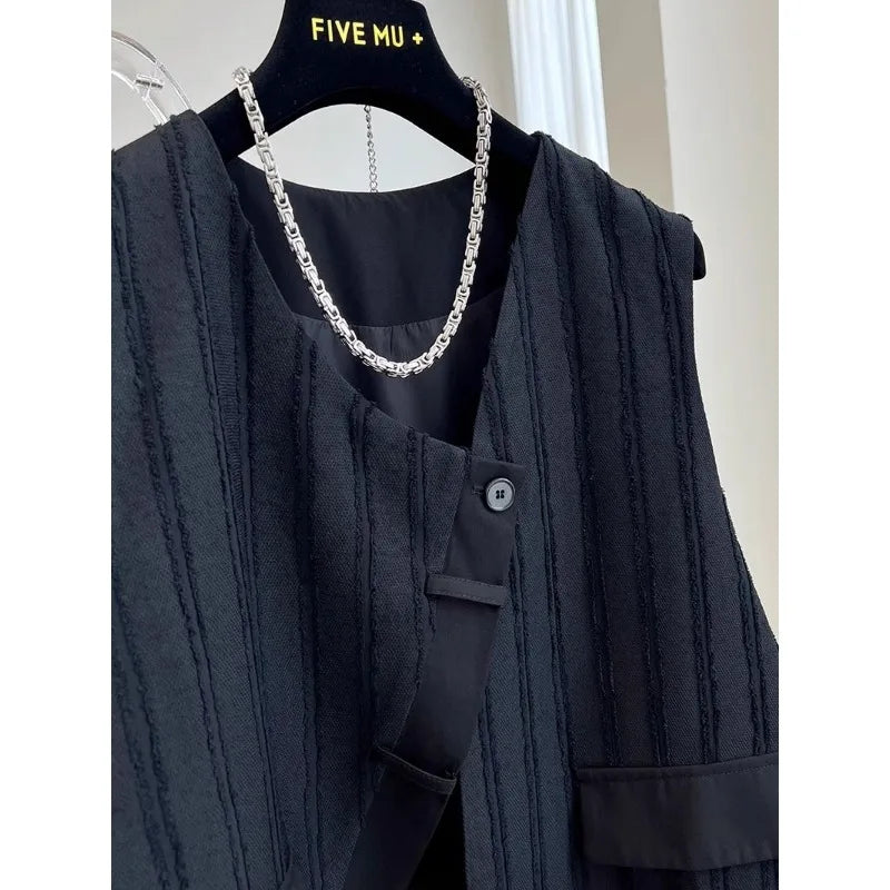 Short Vest Vintage V-neck