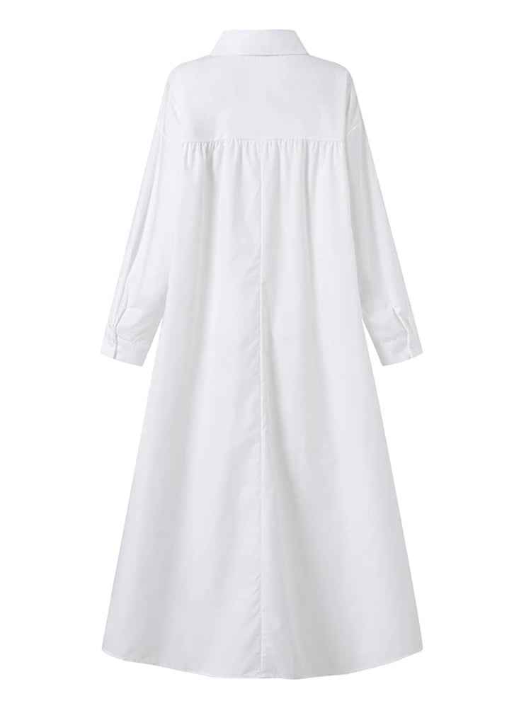 ZANZEA Women's Dress Autumn Long Sleeve Shirt Dress Loose Oversized Maxi Kaftan Woman Lapel Solid Half-Button A-line Sundress
