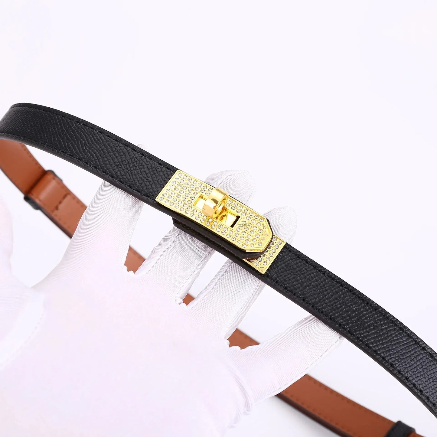 Leather Belt with Diamond Lock