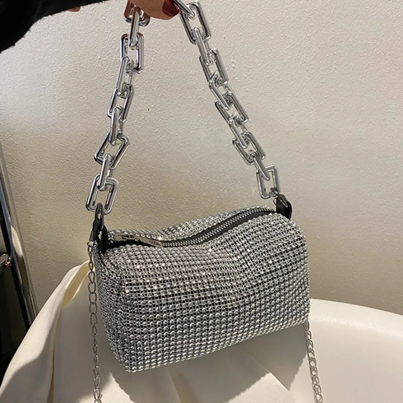 Allover Rhinestone Bucket Bag
