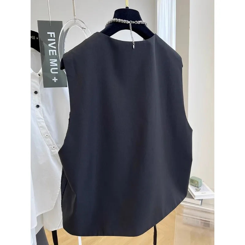 Short Vest Vintage V-neck