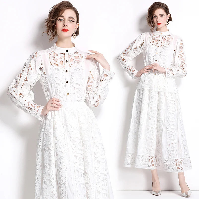 Autumn Crochet White Lace Embroidery