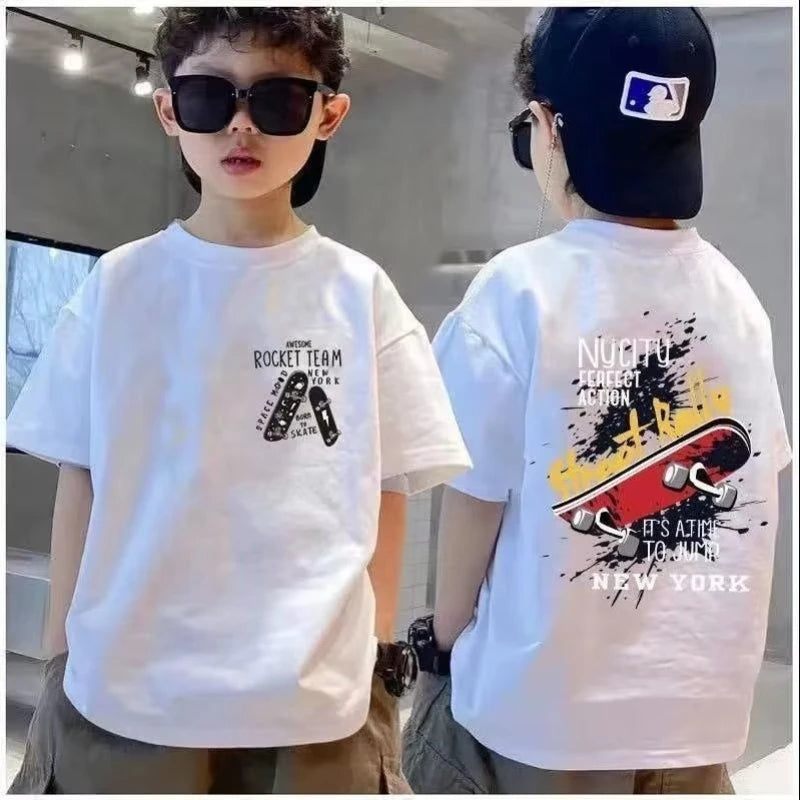 100% Cotton Boys T-shirt Summer Streetwear