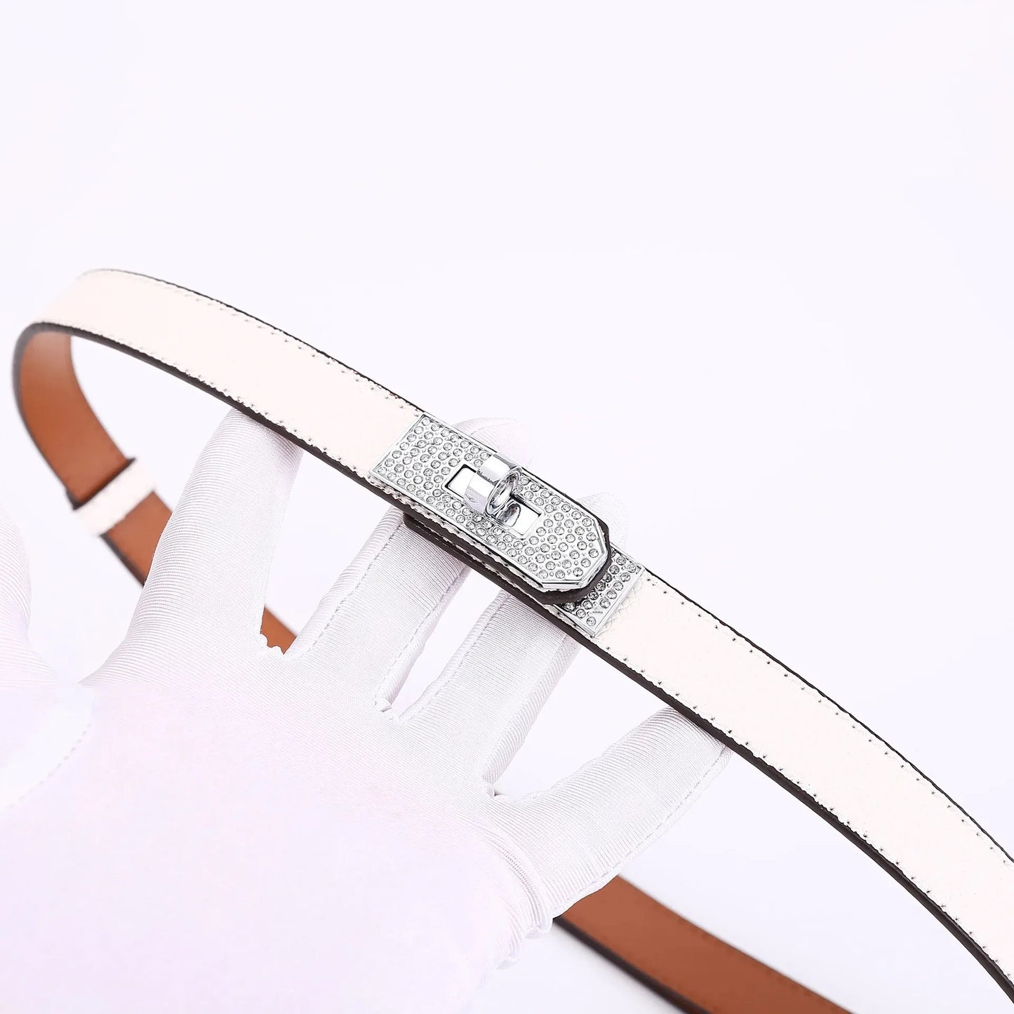 Leather Belt with Diamond Lock