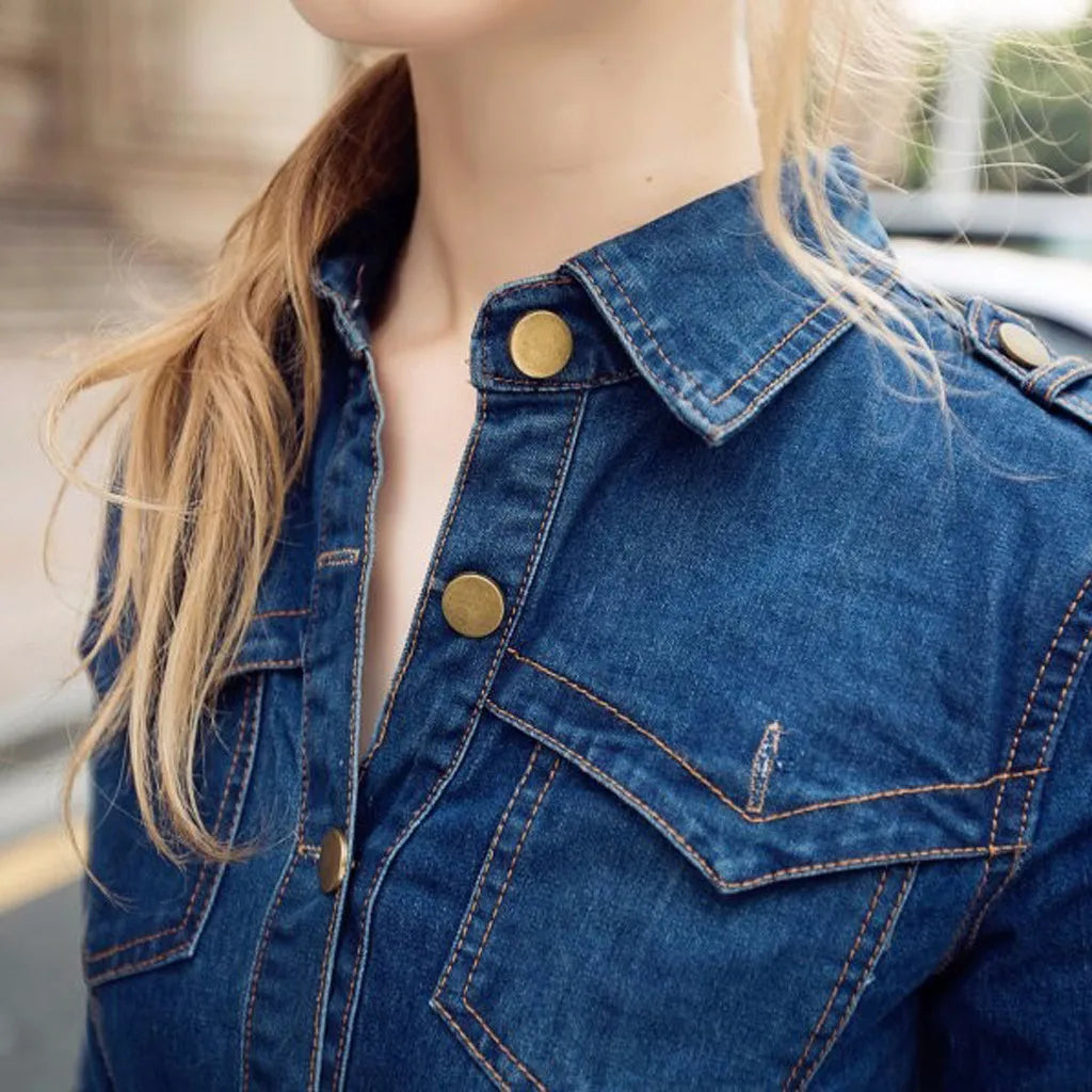 Summer Long Sleeve Denim Dress