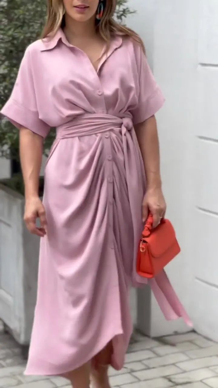 Bohemian White Turn-down Collar Solid Dress Long Kaftan Tunic Women Clothes 2025 Spring/Autumn Beach Wear Maxi Vestidos A1946