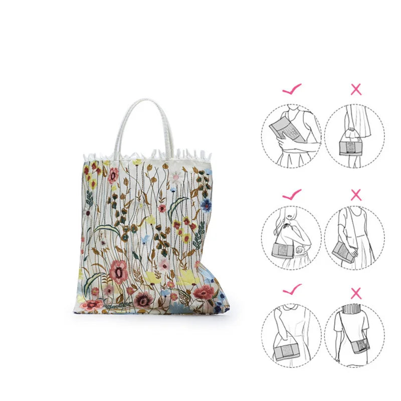 Embroidered Lace Flower Shoulder Bag