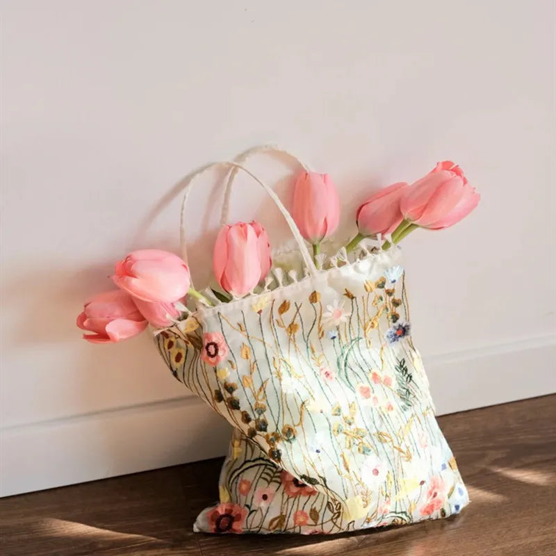 Embroidered Lace Flower Shoulder Bag