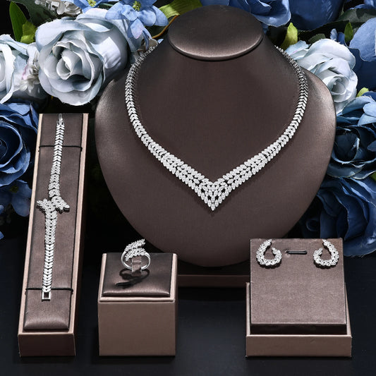 4 Pieces Zirconia Necklace Set