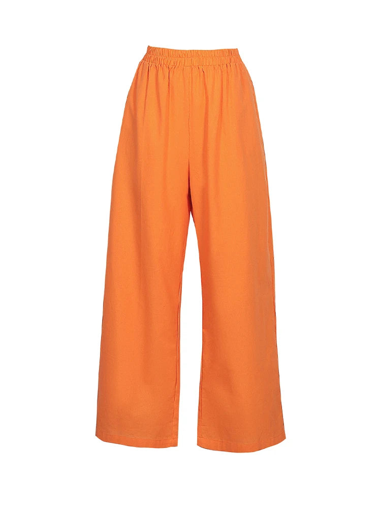 Plus Size Cotton Linen 2 Piece Set for Women Irregularly Hem Wide Leg Pant Outfits Casual Dressy Loose Two Piece Matching Sets
