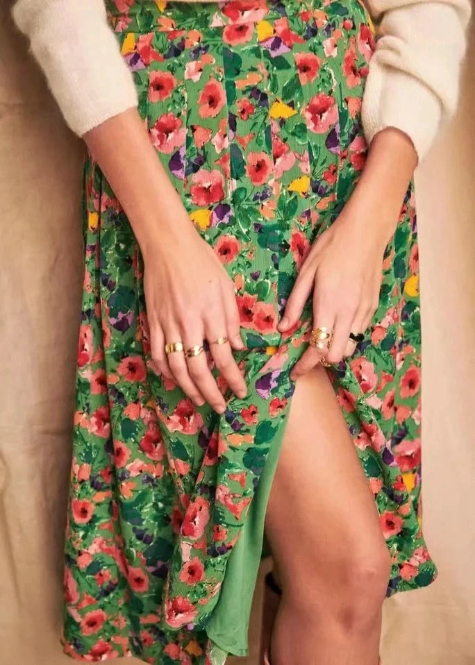 England Vintage Floral Print Skirt