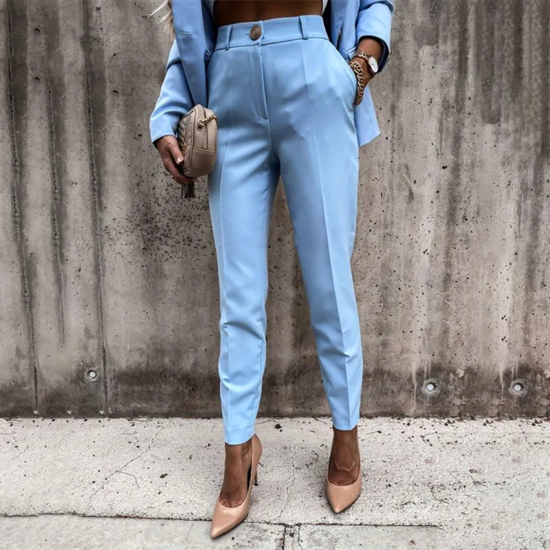 Elegant Pants Suit and Long Sleeve Blazer