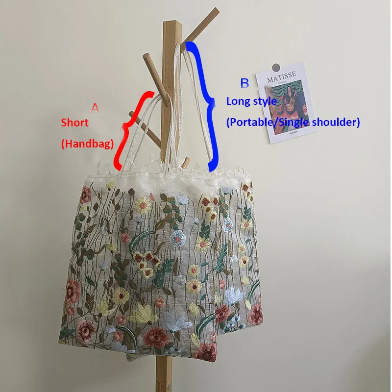 Embroidered Lace Flower Shoulder Bag