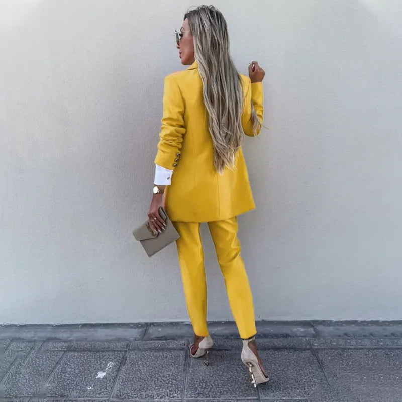 Elegant Pants Suit and Long Sleeve Blazer