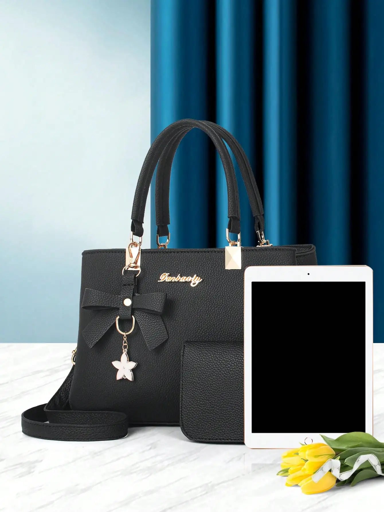 2-piece women's solid color handbag