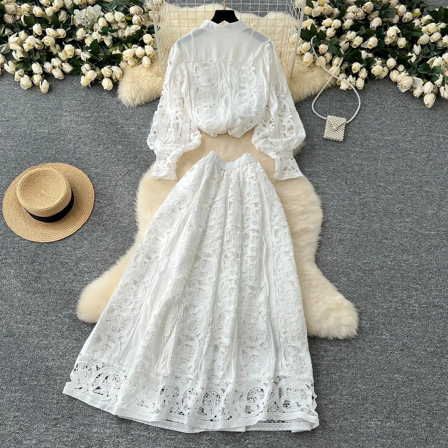 Autumn Crochet White Lace Embroidery