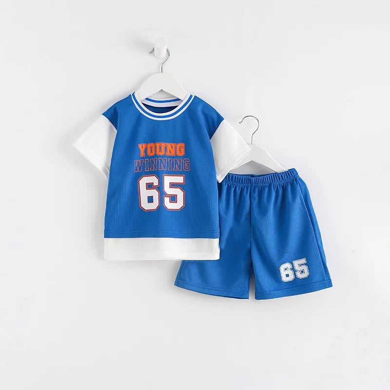 Fashion Brand Summer Clothing Kids Clothes Tracksuit 2 Piece Clothing Set Boys T-shirt + Shorts Outdoor Sports Outfits 2022 NEW
