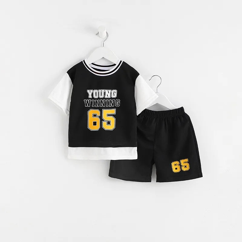 Fashion Brand Summer Clothing Kids Clothes Tracksuit 2 Piece Clothing Set Boys T-shirt + Shorts Outdoor Sports Outfits 2022 NEW
