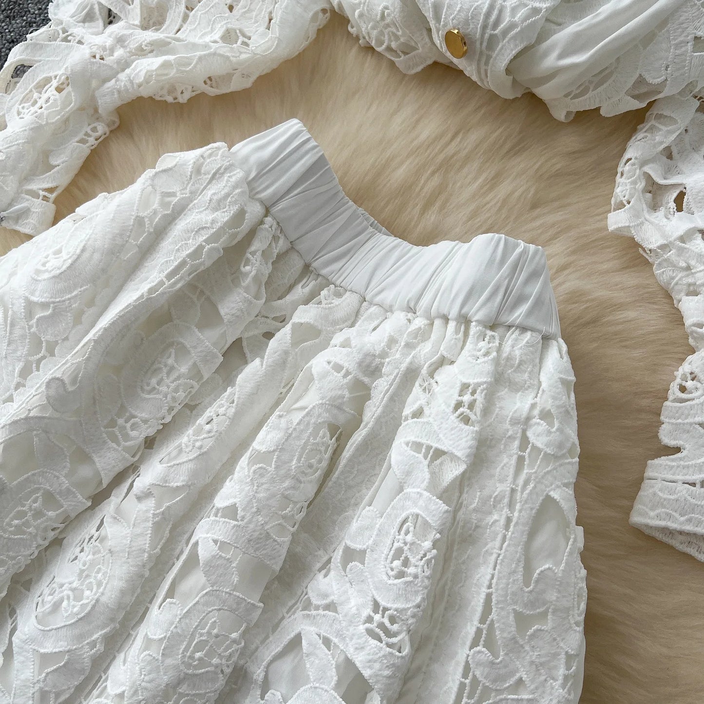 Autumn Crochet White Lace Embroidery
