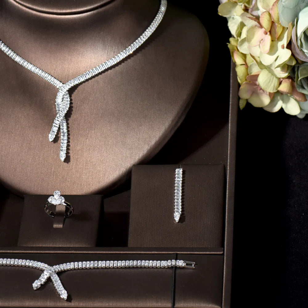 4pcs Jewelry Set Cubic Zirconia