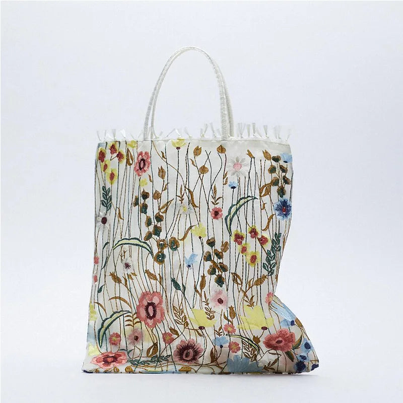 Embroidered Lace Flower Shoulder Bag