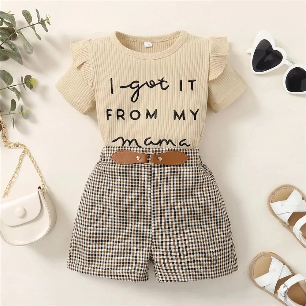 2PCS Clothes Set Letter Print