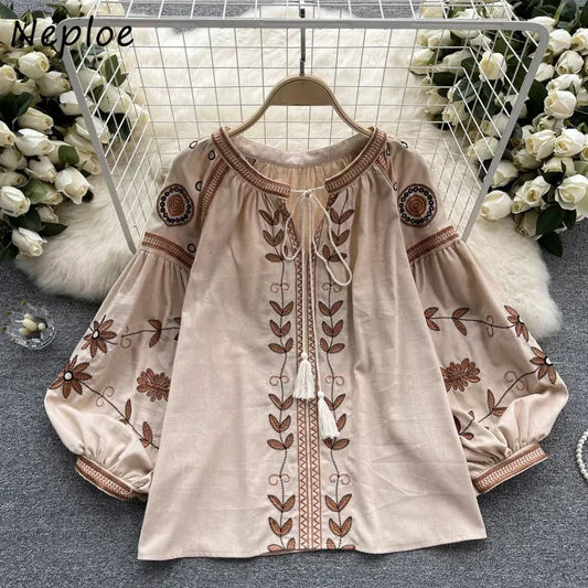 Neploe Women O Neck Puff Sleeve
