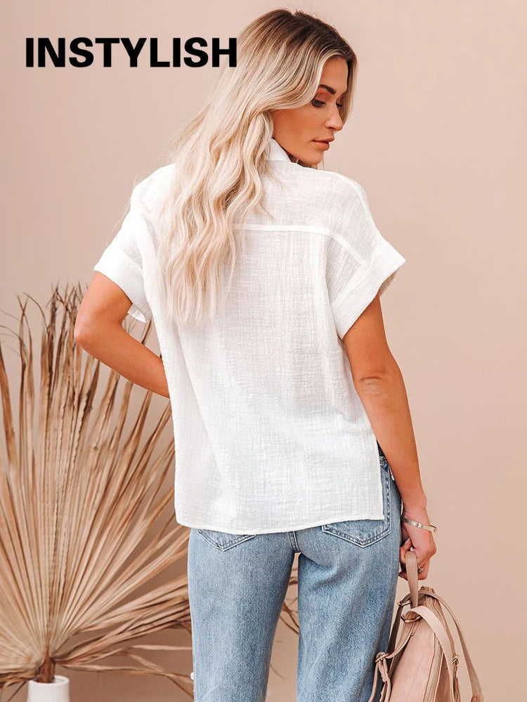 Casual Short Sleeve Blouse
