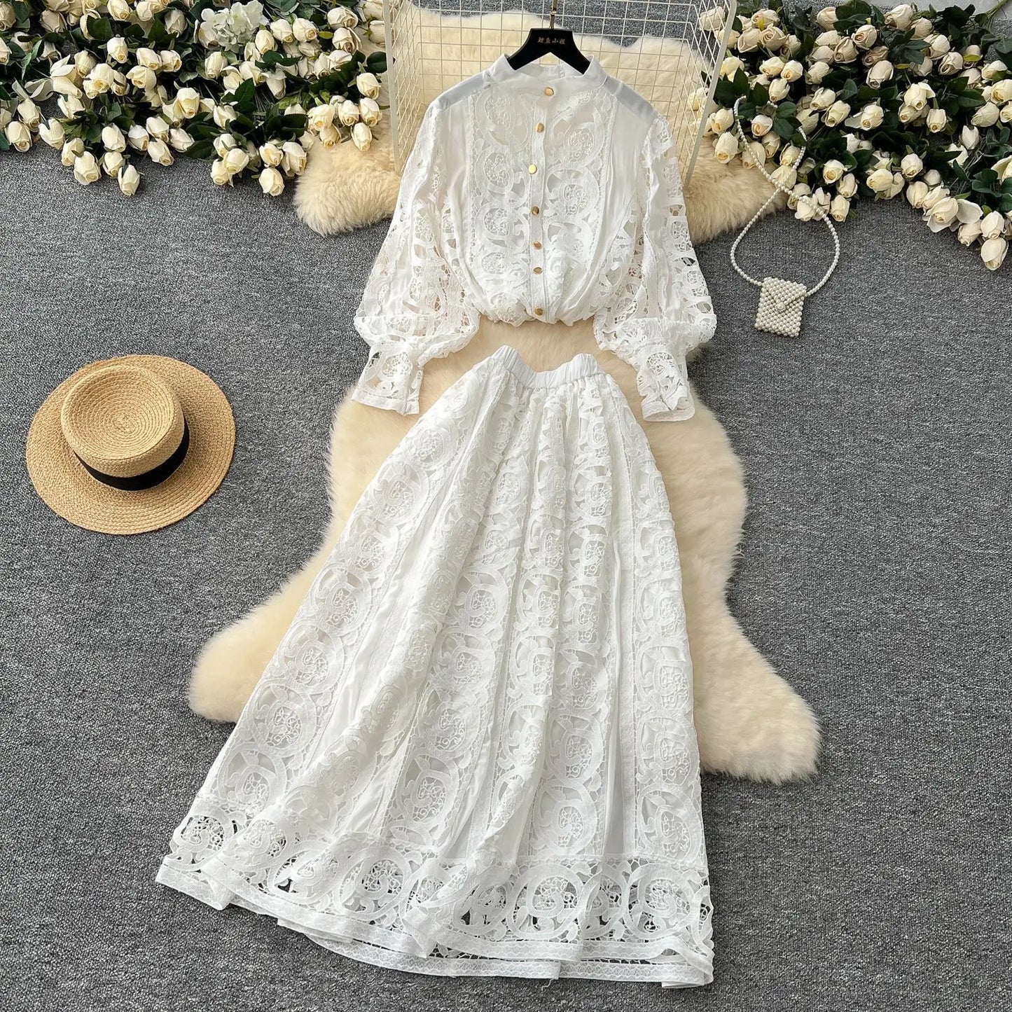Autumn Crochet White Lace Embroidery