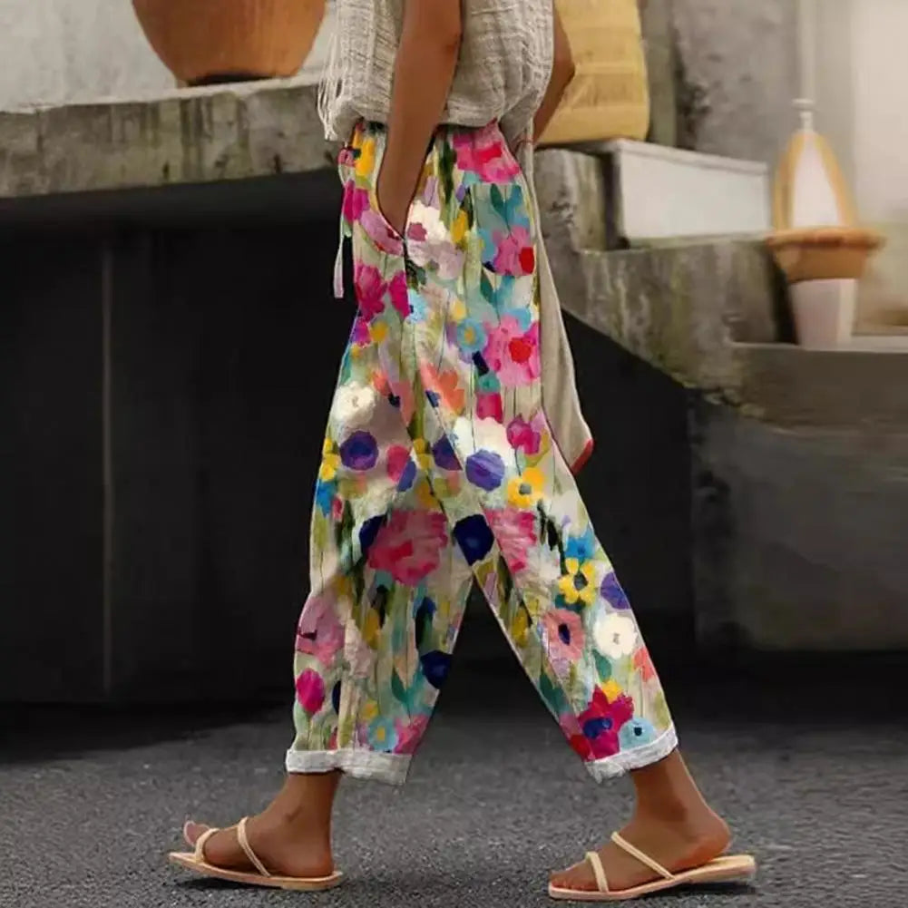 Women Rolled Hem Casual Pants