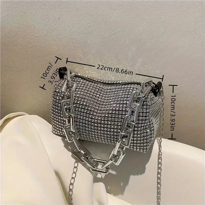 Allover Rhinestone Bucket Bag