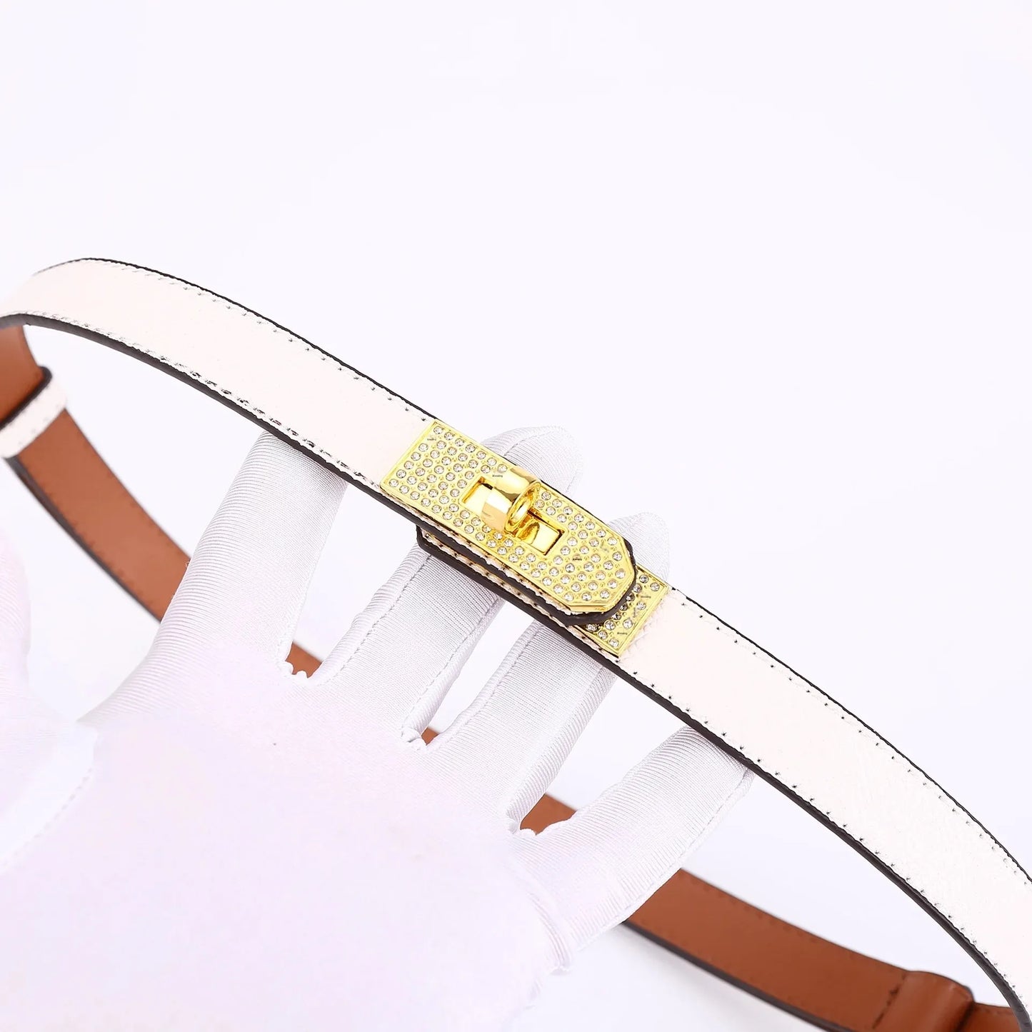 Leather Belt with Diamond Lock