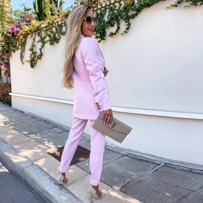 Elegant Pants Suit and Long Sleeve Blazer