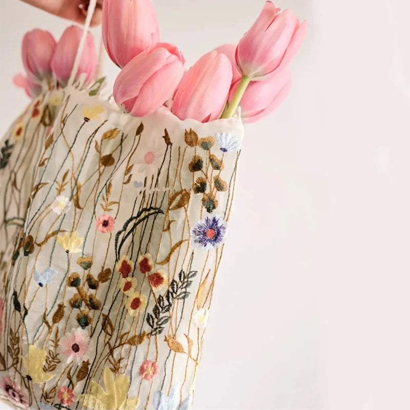 Embroidered Lace Flower Shoulder Bag