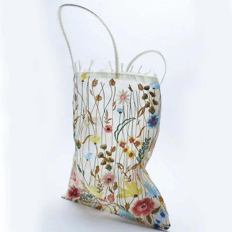 Embroidered Lace Flower Shoulder Bag