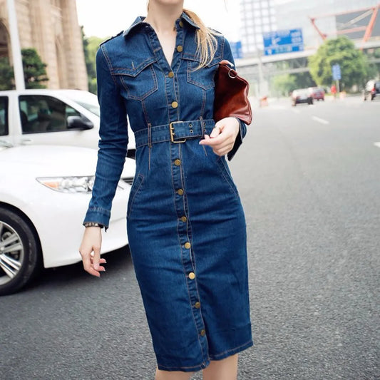 Summer Long Sleeve Denim Dress