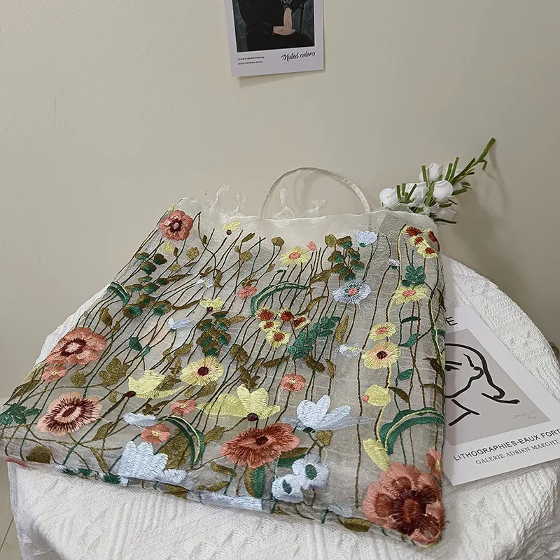 Embroidered Lace Flower Shoulder Bag