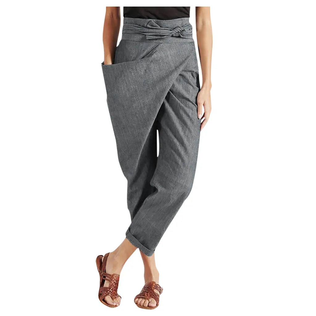 asymmetrical loose high waist pants