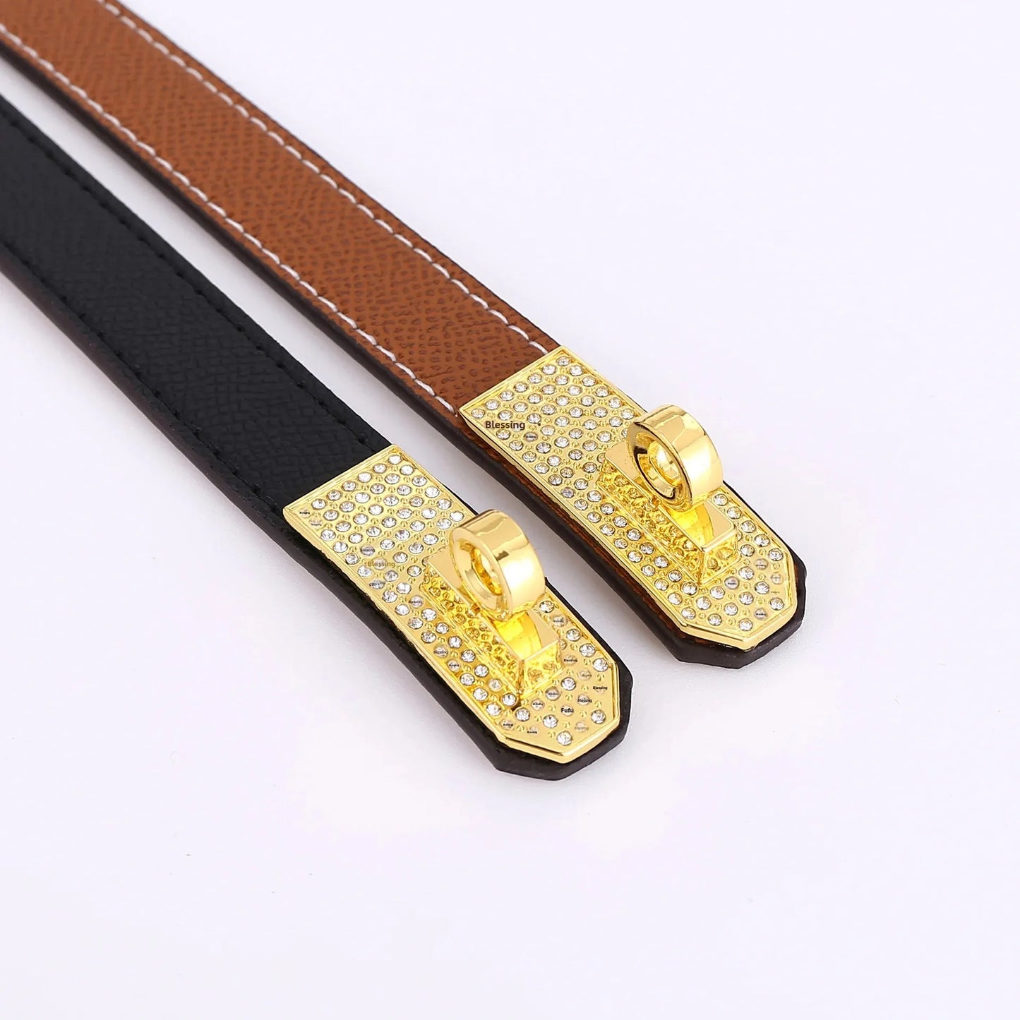 Leather Belt with Diamond Lock