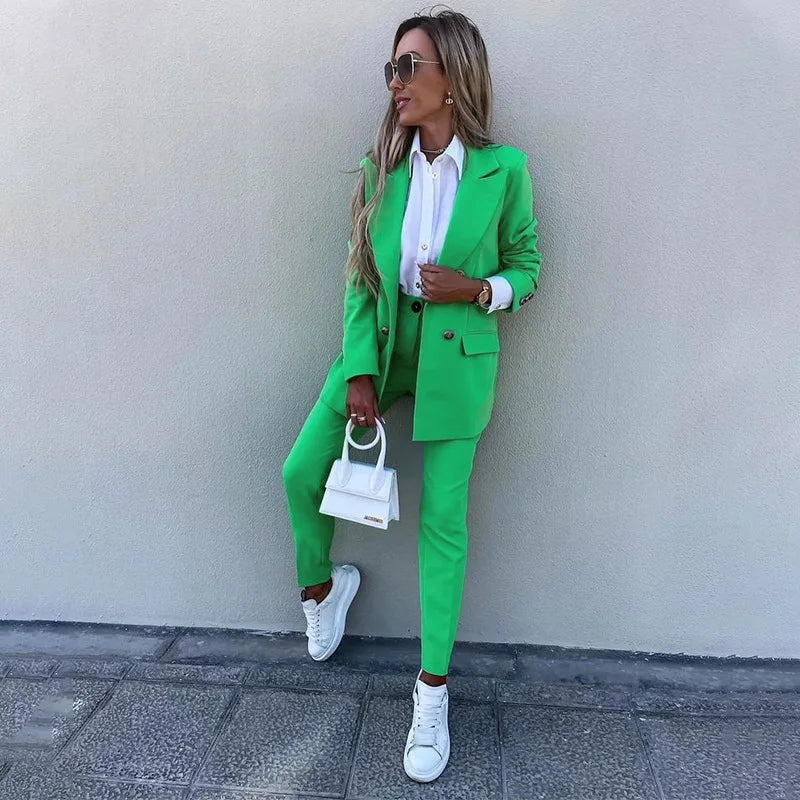 Elegant Pants Suit and Long Sleeve Blazer