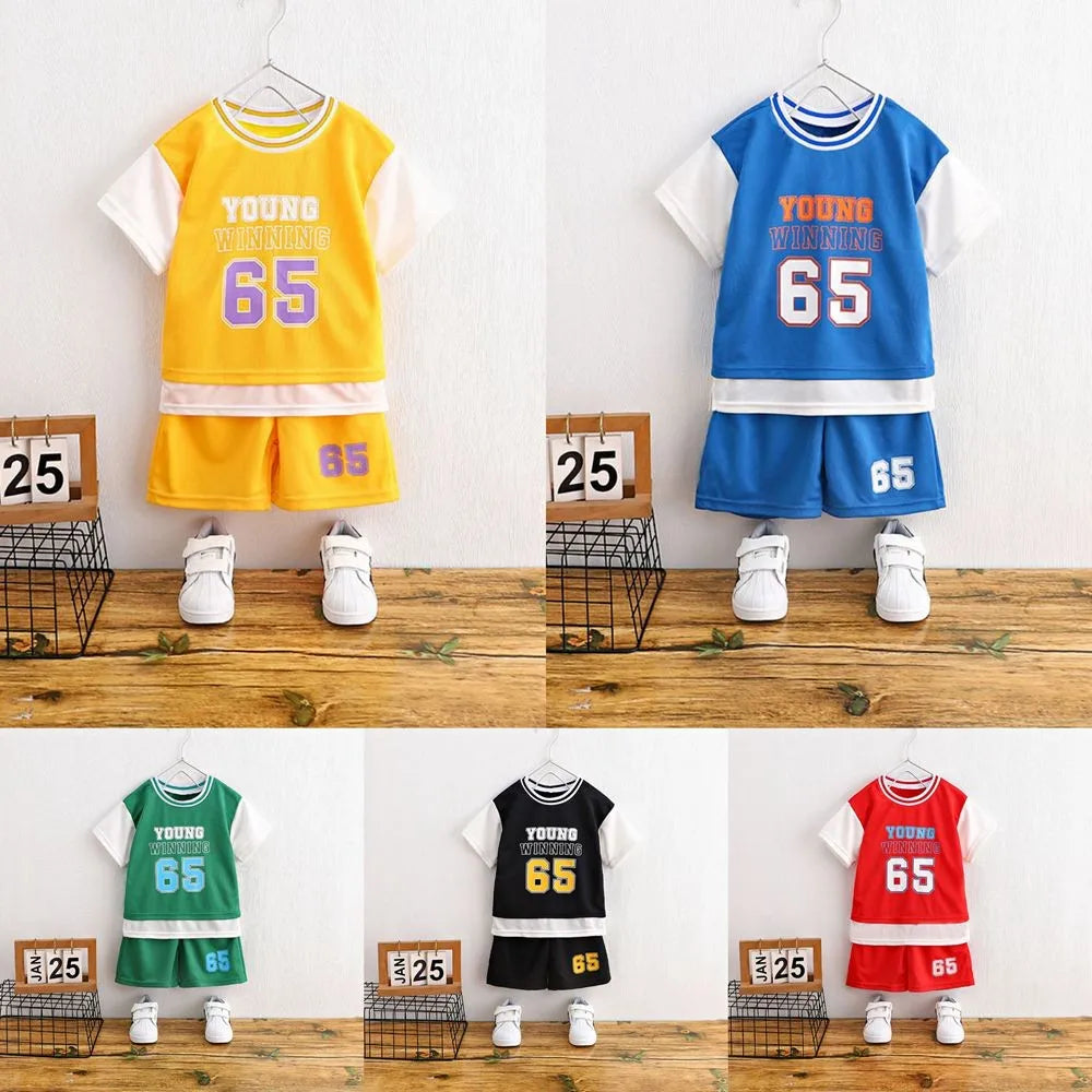 Fashion Brand Summer Clothing Kids Clothes Tracksuit 2 Piece Clothing Set Boys T-shirt + Shorts Outdoor Sports Outfits 2022 NEW