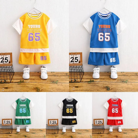 Fashion Brand Summer Clothing Kids Clothes Tracksuit 2 Piece Clothing Set Boys T-shirt + Shorts Outdoor Sports Outfits 2022 NEW